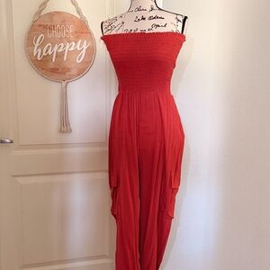 ❤️Bonded-Terracotta Strapless Tube Top Jumpsuit❤️